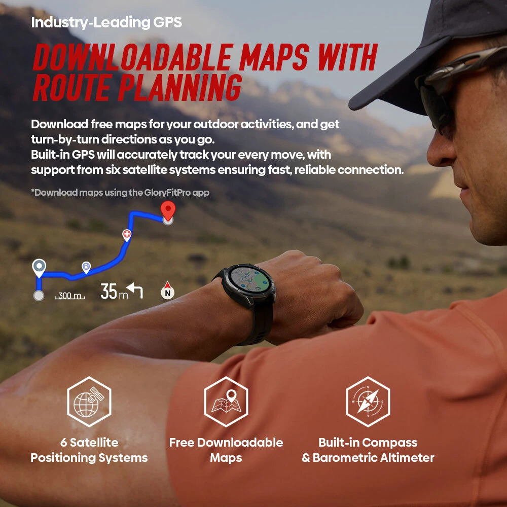 [World Premiere]Zeblaze Stratos 4 Pro 1.43-inch AMOED GPS Downloadable Maps Two-color LED Flashlight 60-days Battery Life bluetooth Call Heart Rate Blood Oxygen Monitor Sleep Monitoring Multi-sport Modes Music Storage Playback 5ATM Waterproof Smart Watch — view 10