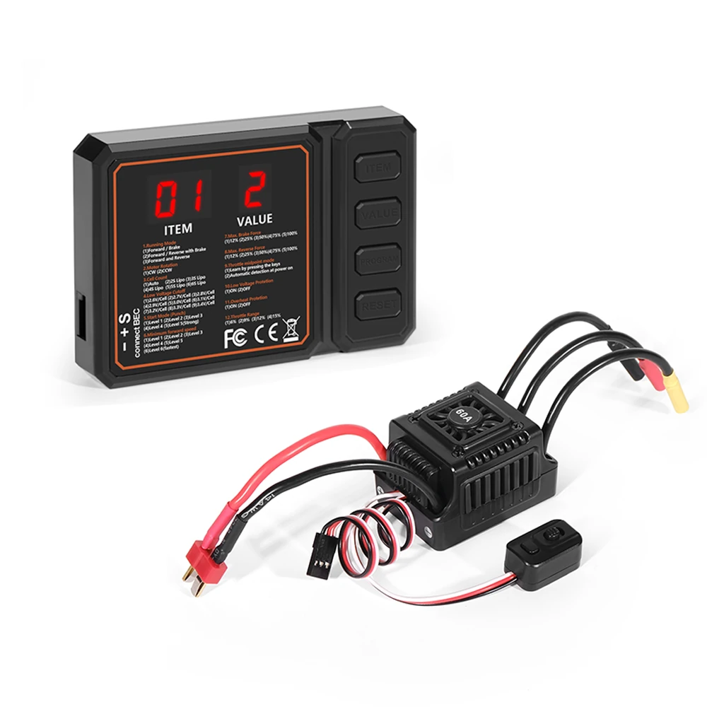WSDT-60A RC Sensorless brushless waterproof ESC With Programming Card Combination Set for 1/10 RC Car — view 4