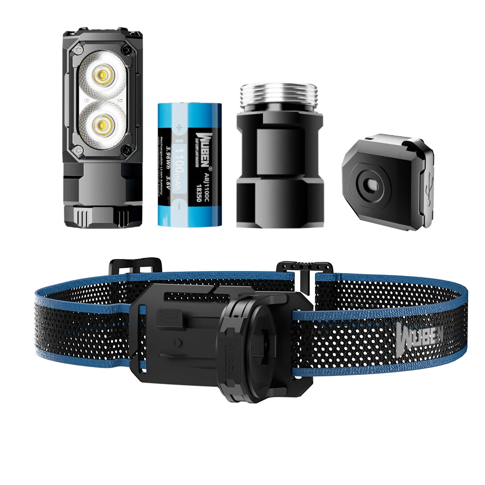 Wuben E7 1800lm Ultra-Compact and Lightweight LED Headlamp & Flashlight With 18350 Battery High Lumen Recheargeable Mini Torch Light LED Headlight — wuben