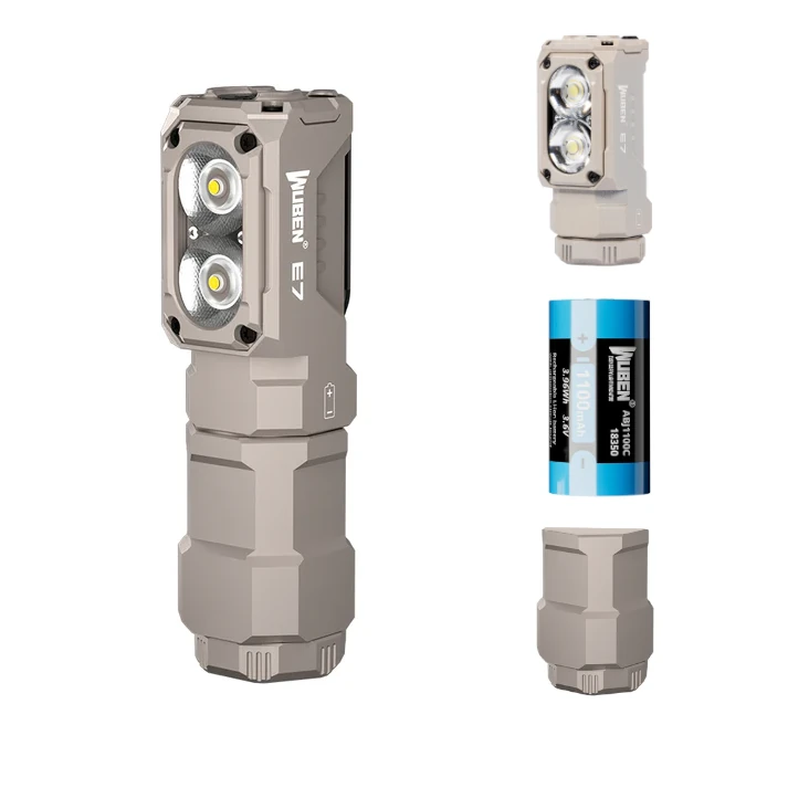 WUBEN E7 2in1 1800 Lumens LED Headlamp Rechargeable Flashlight 18350 18650 Battery Compact EDC Min Torch  Magnetic Tail Work Lamp Waterproof Headlight For Outdoor Camping Running Hiking Fishing — wuben