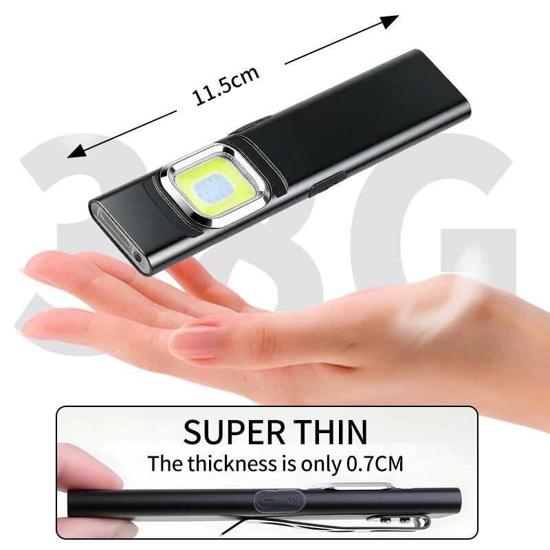X505 EDC Rechargeable Laser Flashlight UV COB Work Light Magnetic Base Type-C 450mAh Pocket Waterproof LED Pen Light with Integrated Ruler — view 4