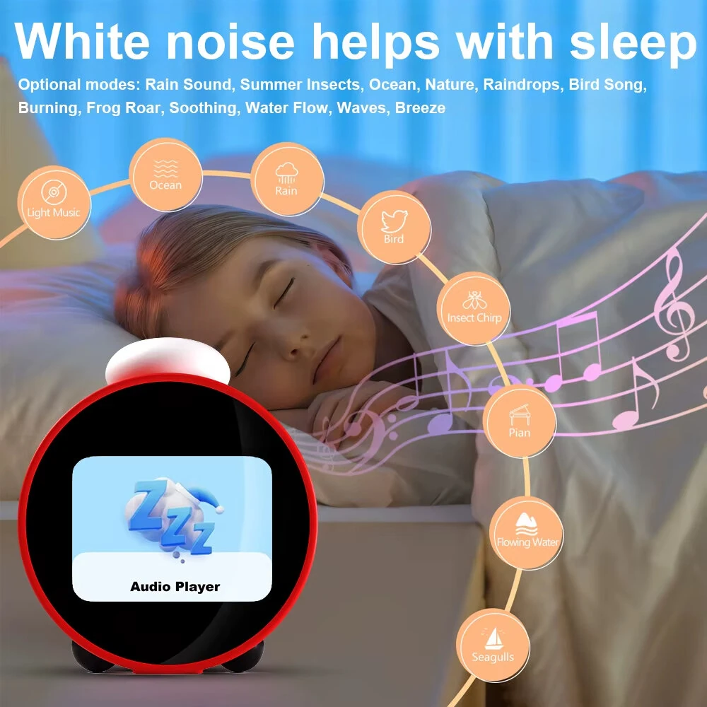 X8 AI Smart Alarm Clock with 2.8-inch LCD Display Voice Assistant Multi-Language Supported Type-C Charging Weather Forecast White Noise Sleep Aid Alarm Clock — view 6
