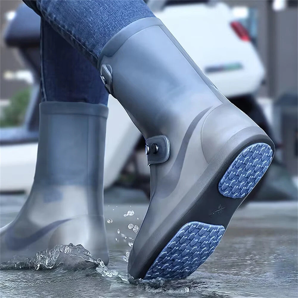 XANES 1 Pair Rain Boot Bicycle Shoe Covers Waterproof Silicone High Top Non-slip Shoes Protector Outdoor Reusable Thickened Footwear for Cycling Hiking Walking — XANES