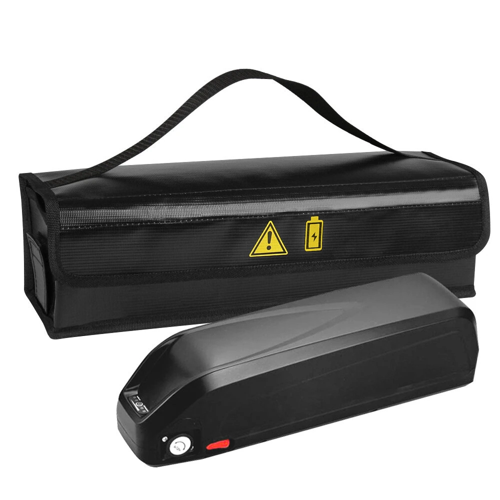 XANES 49*15*15cm Portable E-Bike Lipo Battery Bag Fireproof Waterproof Electric Bicycle Battery Protection Handbag with Charging Port — XANES