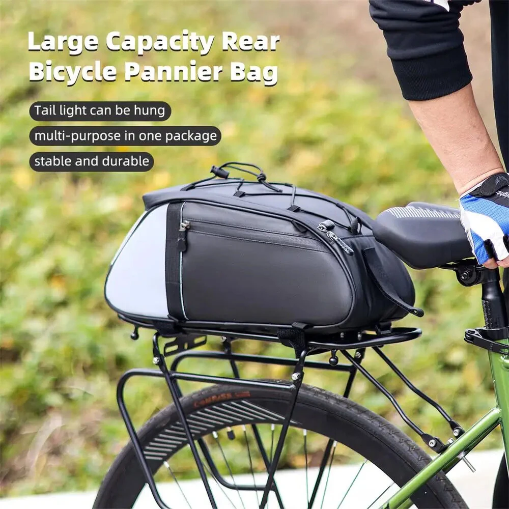 XANES 4L Bicycle Pannier Bag Multi-Purpose Wear-resistant Bike Rear Rack Bag Night Reflective Cycling Camel Bag for MTB — view 3