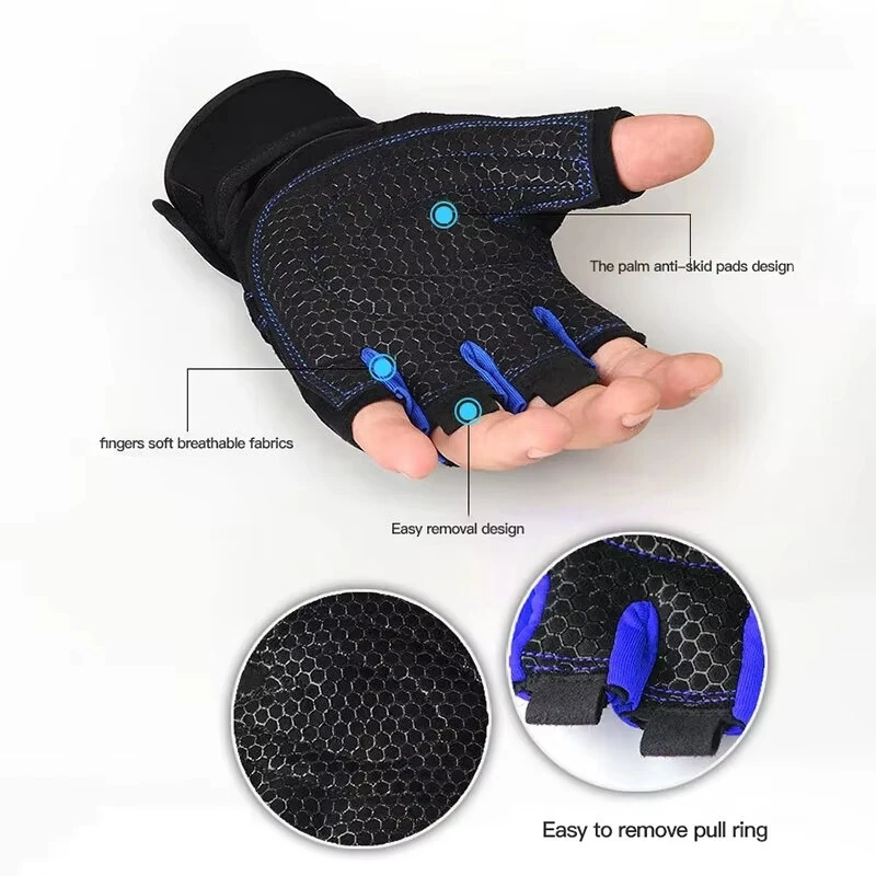 XANES Cycling Gloves Fitness Weight Lifting Wristband Half Finger Gloves Body Building Training Sports Exercise Gloves — view 6
