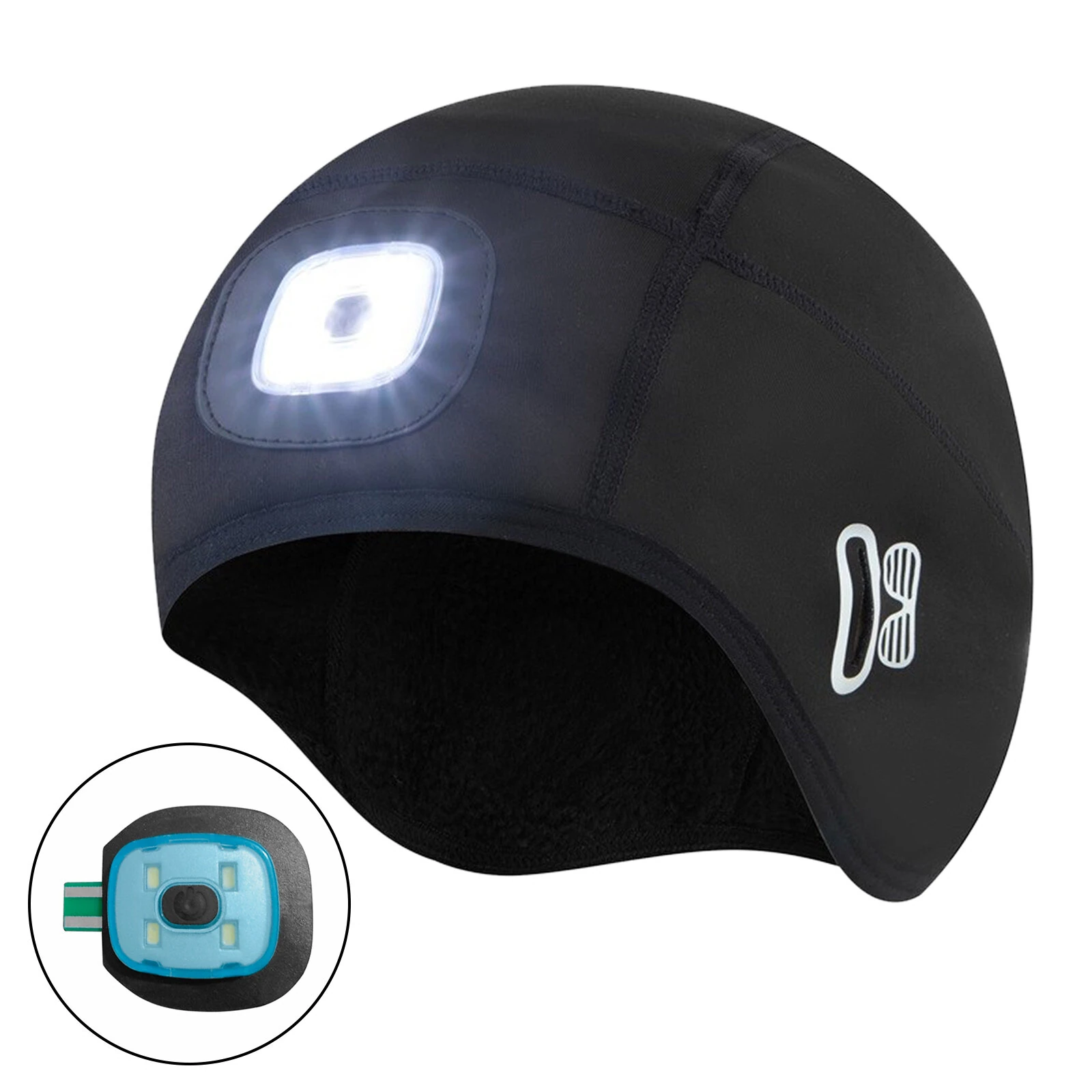 XANES Knitted Bike Warm Hat Removeable LED Light 3 Modes Brightness 200mAh Battery USB Chargeable Portable Flashlight for Cycling Fishing Hiking Camping Running — view 2