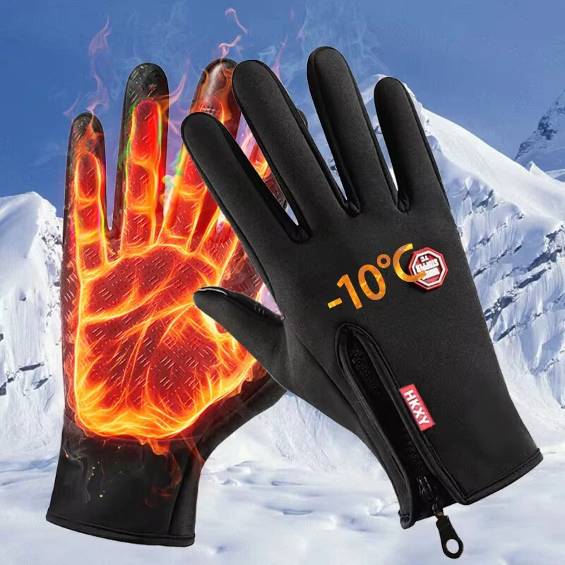 XANES Windproof Warm Gloves for Winter Anti Slip Silicon Touch Screen Full Finger Cold-proof Bicycle Cycling Touchscreen Sport Gloves — view 3