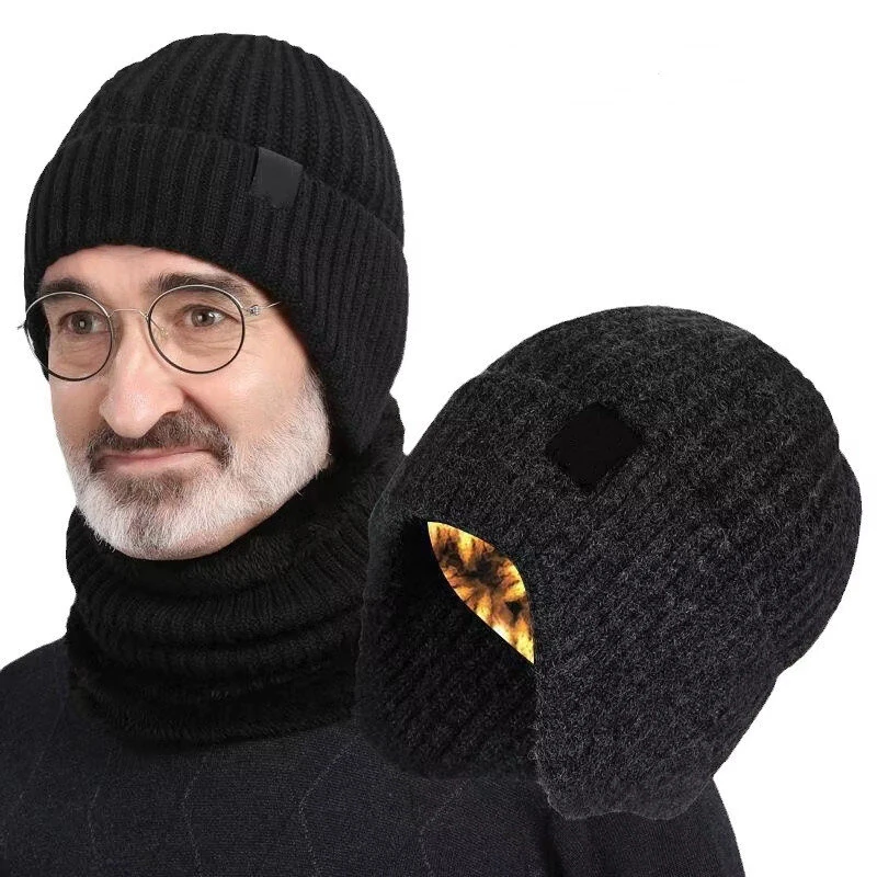 XANES Winter Bike Knitted Hat Outdoor Plush Warmth Cap Peaked Earmuff Fashion Casual Faux Fur Lined Bomber Hats Cycling Ear Protection — view 2
