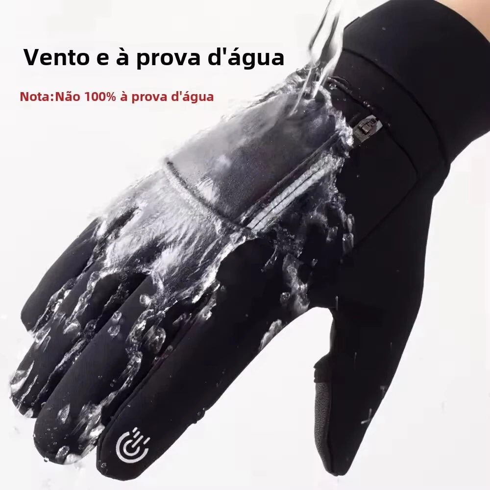 XANES Winter Touchscreen Warm Cycling Gloves Waterproof Windproof Cold-Resistant Flip Exposed Two-finger Zipper Gloves for Men Women Ski Fishing Running — view 8