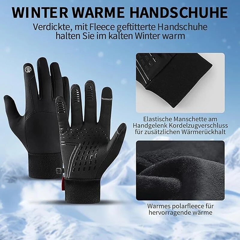 Xanes Winter Warm Bike Gloves Men Women Anti Slip Touch Screen Gloves Cold Weather Gloves Windproof Waterproof Winter Warm Gloves for Skiing Cycling Skating — view 7