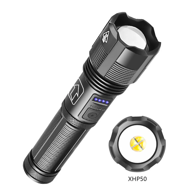 XANES® XHP50 1800lm Powerful Long Range Zoomable Flashlight Kit with 18650 Li-ion Battery USB Rechargeable & Power Display Mini Torch Focus Adjustable Tactical Light — Bikight