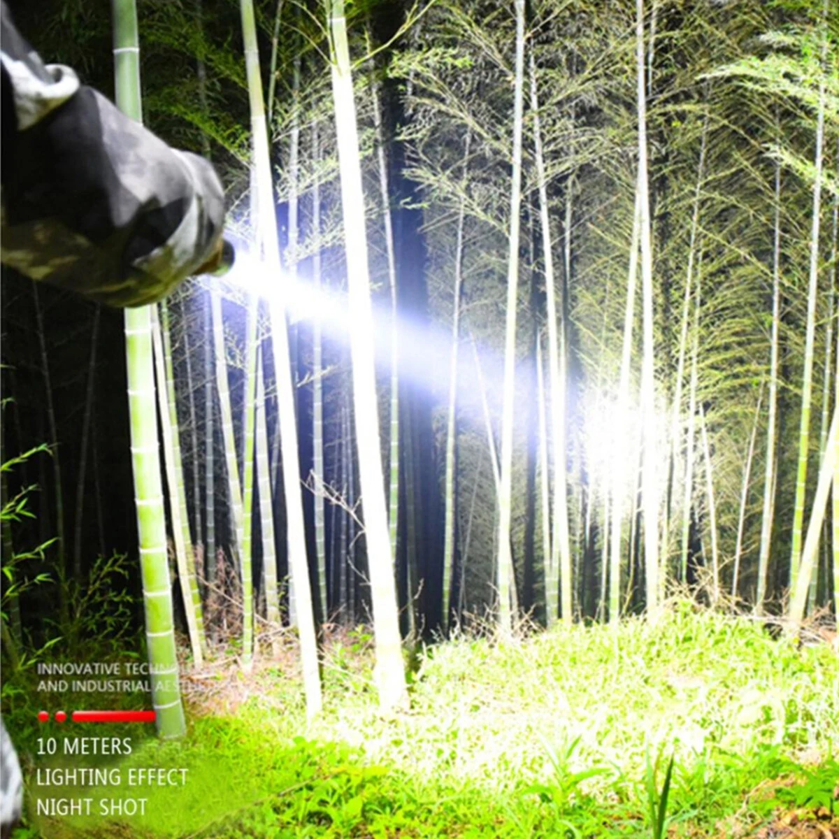 XANES® XHP50 1800lm Powerful Long Range Zoomable Flashlight Kit with 18650 Li-ion Battery USB Rechargeable & Power Display Mini Torch Focus Adjustable Tactical Light — view 10