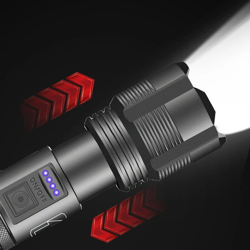 XANES® XHP50 1800lm Powerful Long Range Zoomable Flashlight Kit with 18650 Li-ion Battery USB Rechargeable & Power Display Mini Torch Focus Adjustable Tactical Light — view 7