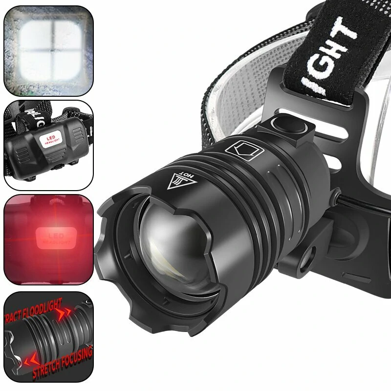 XHP70 Strong LED Headlamp Type-C USB Charging Outdoor Fishing Zoom Headlight Bike Running Search Head Lamp — view 3