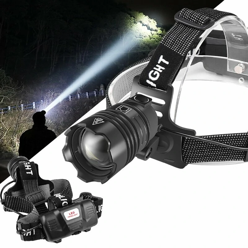 XHP70 Strong LED Headlamp Type-C USB Charging Outdoor Fishing Zoom Headlight Bike Running Search Head Lamp — view 5