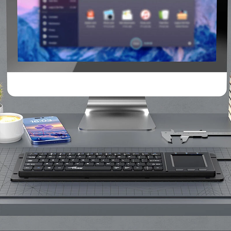 Xiao Dai Shu DS-9898 Trackball Touch Industrial Keyboard 64-Key USB Integrated Touchpad Gesture Control Keyboards for CNC PC — view 5