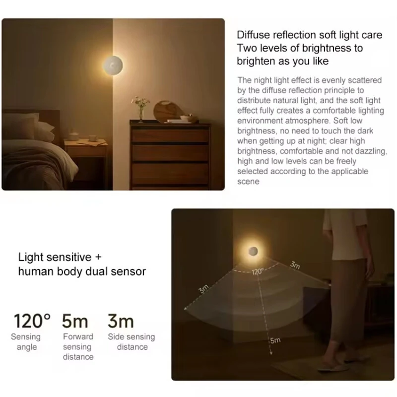 Xiaomi Mijia Night Light 3 With Motion Sensor & Light Sensor 600mah Rechargeable Adjustable Brightness Night Lamp — view 8