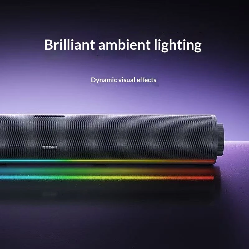 XIAOMI REDMI 20W Computer Speaker Wired bluetooth Soundbar with Side Multifunctional Knob Powerful Quad Drivers CGEC Certificated DSP Technology RGB Light Support USB AUX Playback USB Wired Desktop Soundbar — view 3
