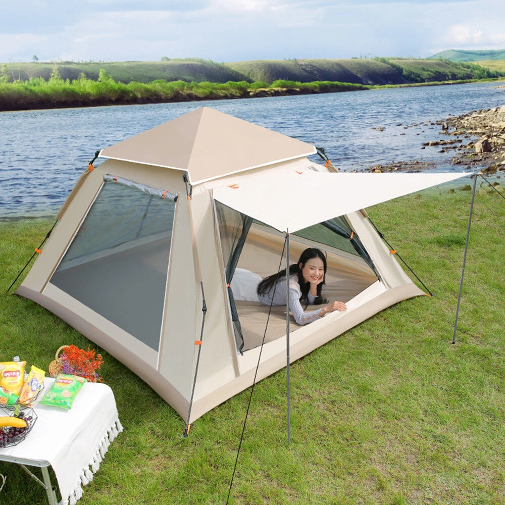 Xmund 3-4 Person Portable Fully Automatic Quick Opening Tent Outdoor Camping Thickening Foldable Tent Beach Park Folding Oxford Waterproof Tent — view 4