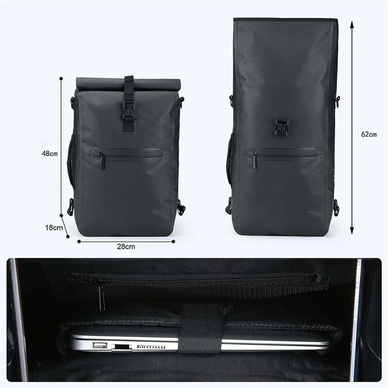 Xmund 3-in-1 Waterproof Bicycle Pannier Backpack 23L IPX6 Roll Top Convertible Laptop Bag — view 4