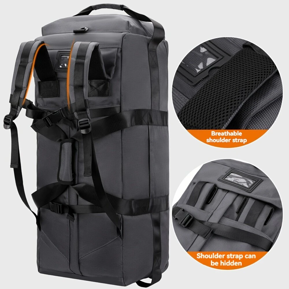 Xmund 60L Large Capacity Rolling Duffle Bag Foldable Travel Luggage with Wheels Convertible Backpack Fine Fabric Airline Check In Airplane Moving Bag — view 2