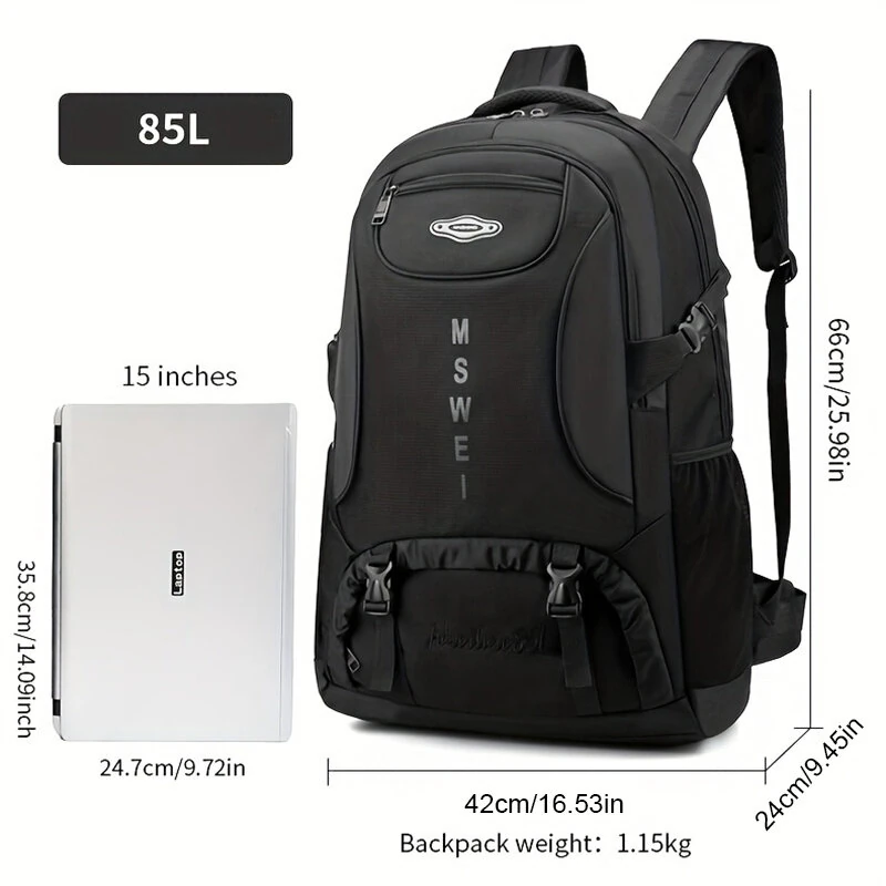 Xmund 85L Large Travel Laptop Backpack Water Resistant Weekender Bag With USB Port Carry On Luggage Backpack for Men Women Wear-resistant Oxford Fabric Backpacks — view 2