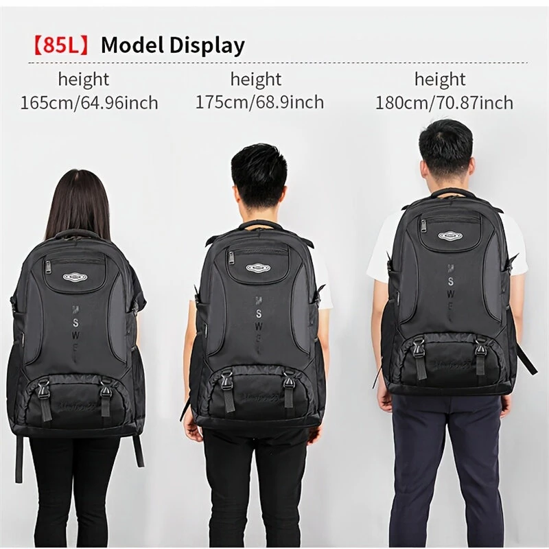 Xmund 85L Large Travel Laptop Backpack Water Resistant Weekender Bag With USB Port Carry On Luggage Backpack for Men Women Wear-resistant Oxford Fabric Backpacks — view 3