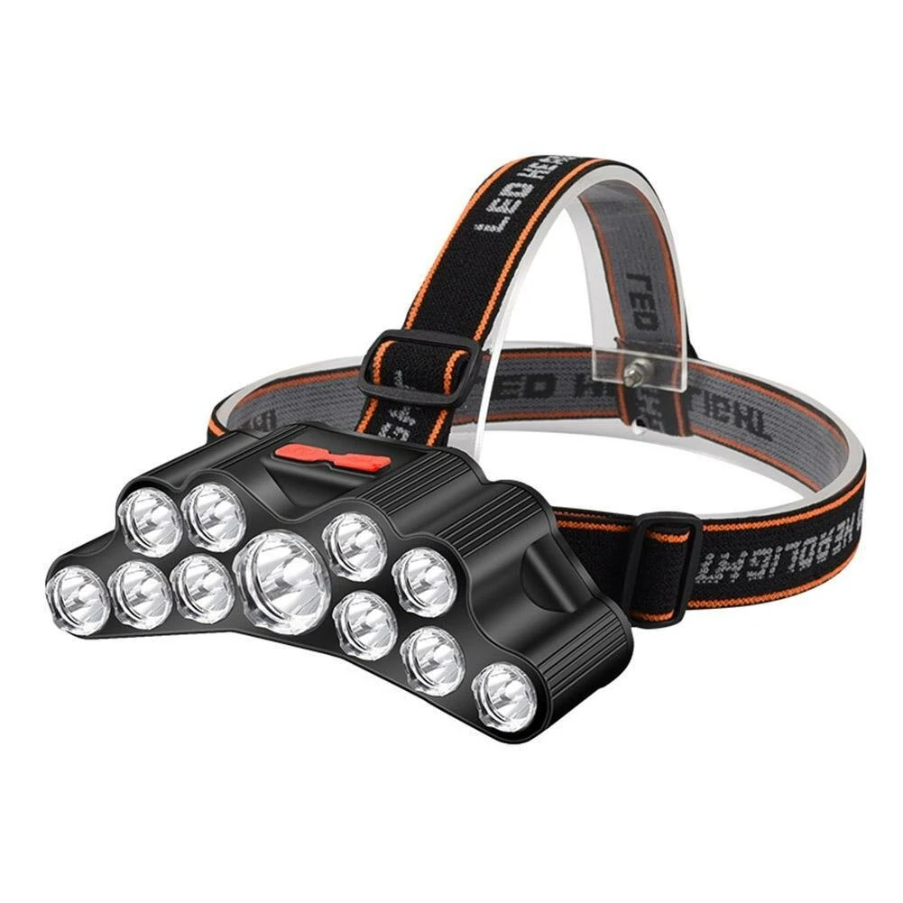 XMUND Camping Headlight Head Flashlight Head Light 11 LED Headlamp Rechargeable Powerful Head Lamp Built-in Rechargeable 18650 Battery — Xmund