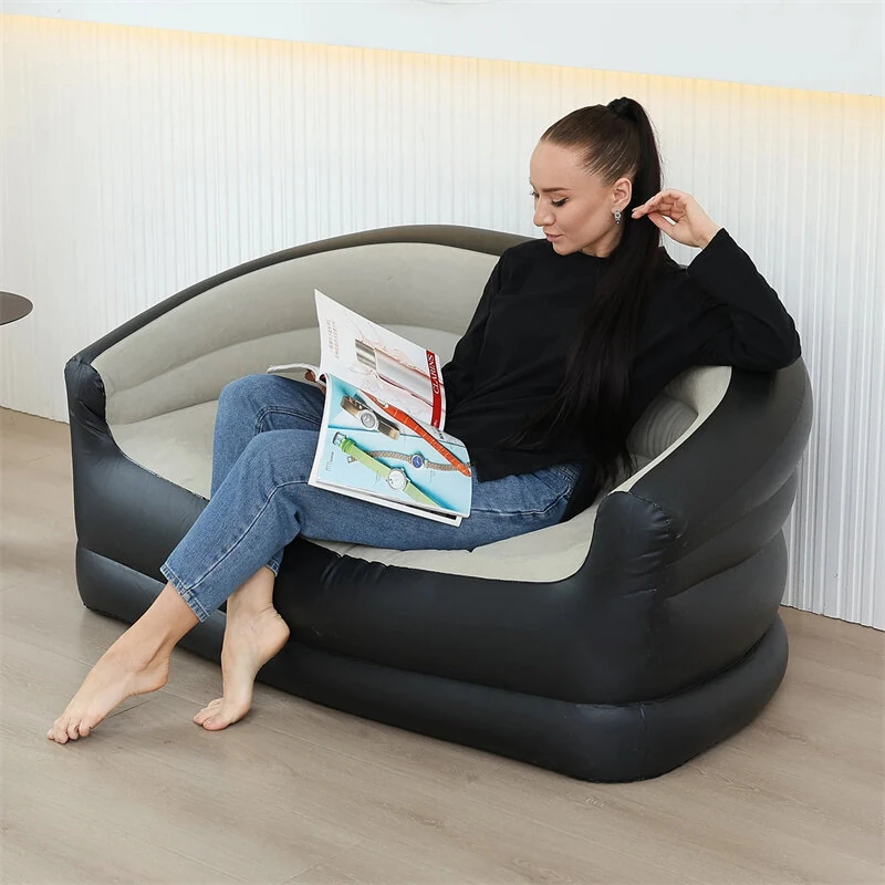 Xmund Double People Inflatable Couch Outdoor Air Sofa Blow Up Couches Lazy Sofa for Camping