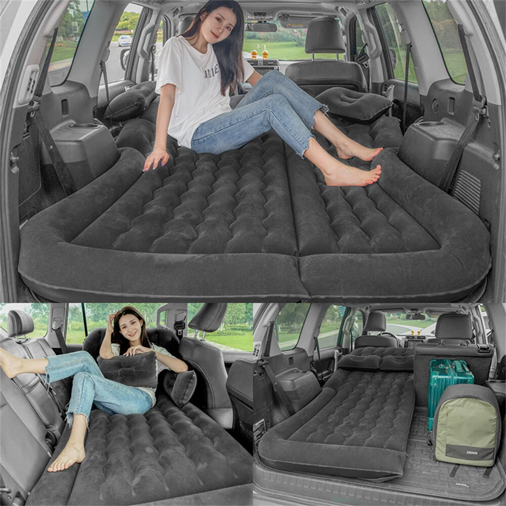 Xmund Foldable Air Mattress Camping Bed Car Air Mattress Vehicle Inflatable Thickened Travel Bed Sleeping Pad Camping Accessory SUV Car Supplies — view 2