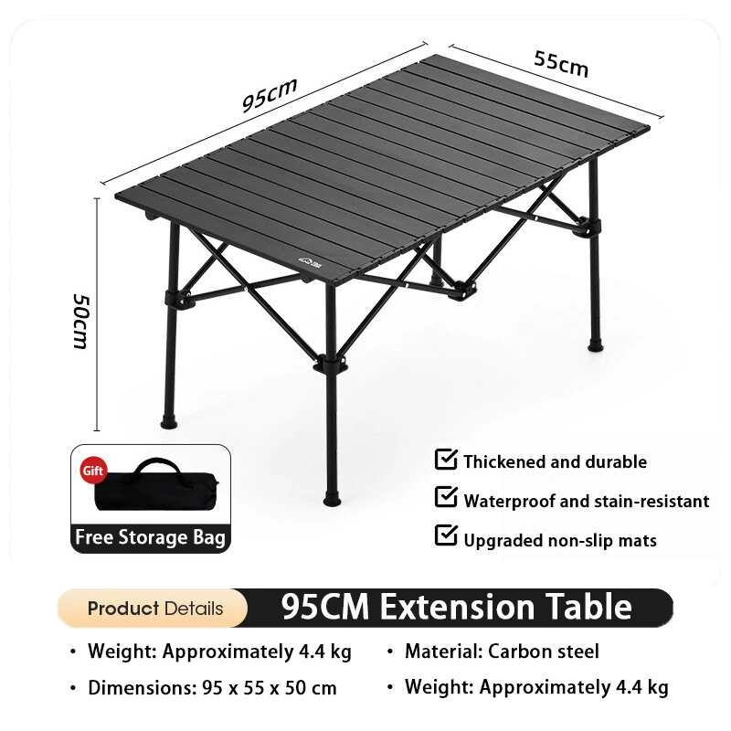 Xmund Outdoor Folding Tables Aluminum Alloy Portable Leisure Egg Roll Table Lightweight Camping Picnic Vehicle Car Mobile with Carrying Bag — view 6