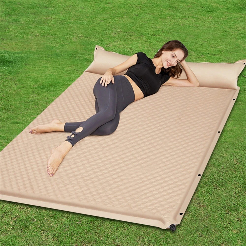 Xmund Soft Inflatable Camping Mattress with Integrated Pillow Snap Fastener Splicing Wave Surface for Comfortable Outdoor Trave,Camping-190*130cm — view 2
