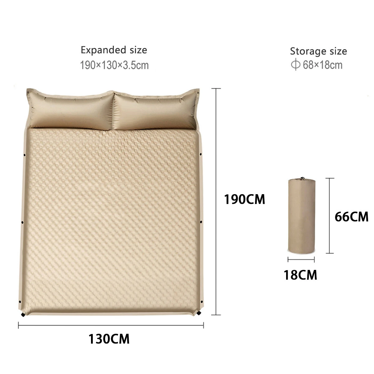 Xmund Soft Inflatable Camping Mattress with Integrated Pillow Snap Fastener Splicing Wave Surface for Comfortable Outdoor Trave,Camping-190*130cm — view 7