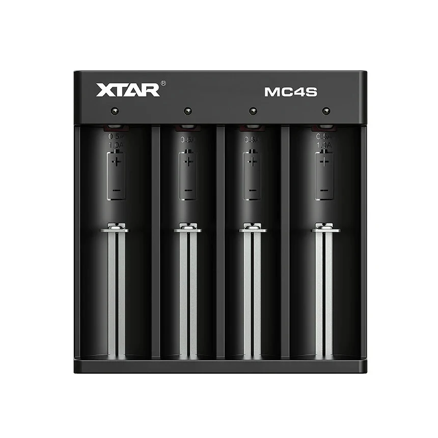 XTAR MC4S USB Type-C Input Li-ion & Ni-MH Battery AAA AA Charger 4-slot Battery Charger for 3.6V 3.7V Flashlight's 18650 26650 1.2V Ni-MH Ni-CD Household Batteries