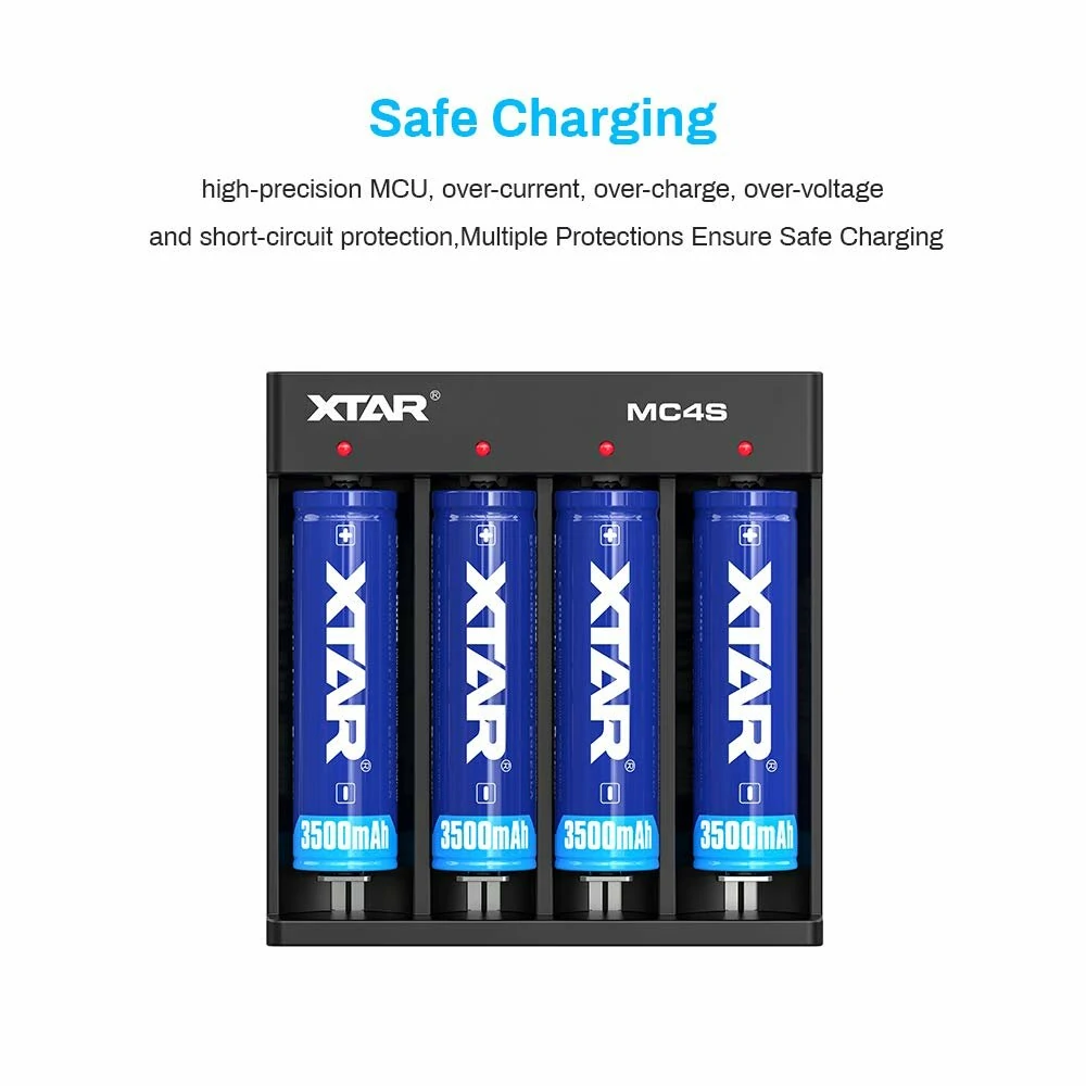 XTAR MC4S USB Type-C Input Li-ion & Ni-MH Battery AAA AA Charger 4-slot Battery Charger for 3.6V 3.7V Flashlight's 18650 26650 1.2V Ni-MH Ni-CD Household Batteries — view 7
