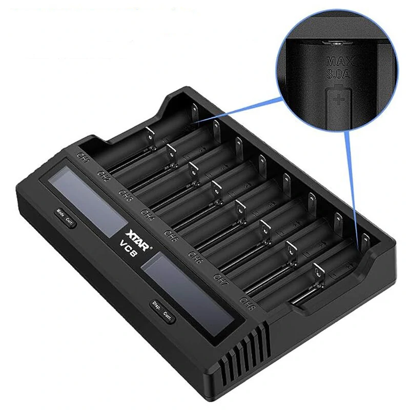 XTAR VC8 21700 18650 Intelligent Battery Charger Type-C Fast Charging Smart Charger LCD Display Li-ion IMR Ni-MH Ni-Cd AA AAA C 16340 26650 14500 18650 Flashlight Cells Charger — view 5