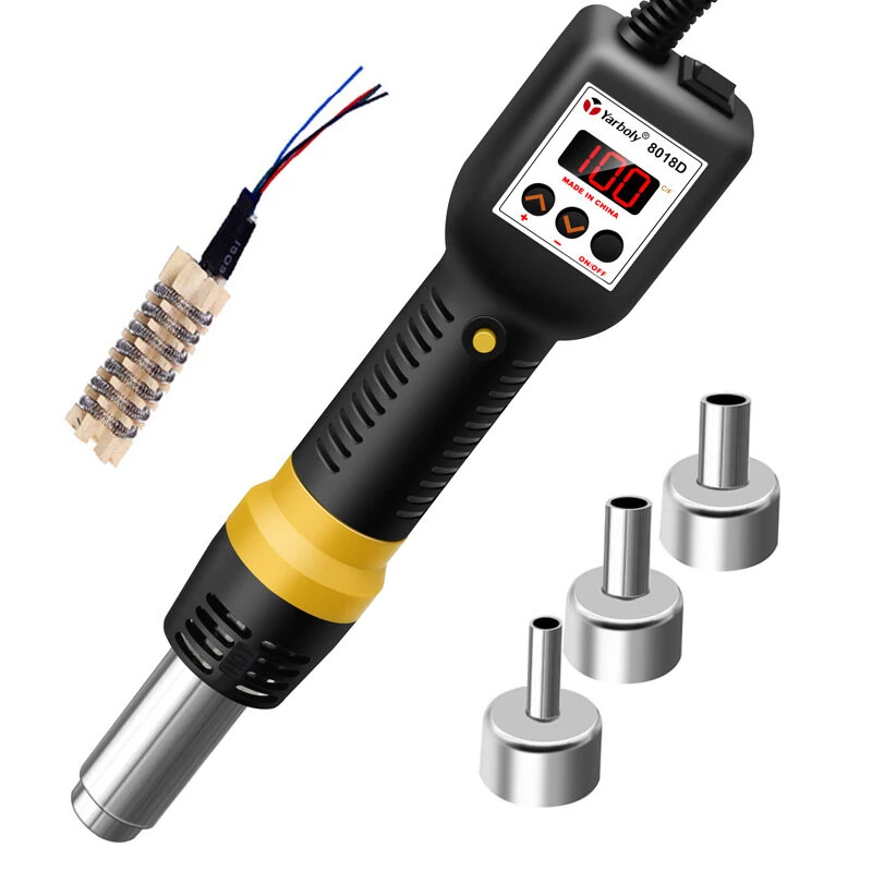 Yarboly Small Heat Gun with Adjustable Temperature Intelligent Shut-off Microcomputer Digital Display Large Airflow Ideal for IC Chip Removal Welding and Mobile Phone Maintenance — view 2