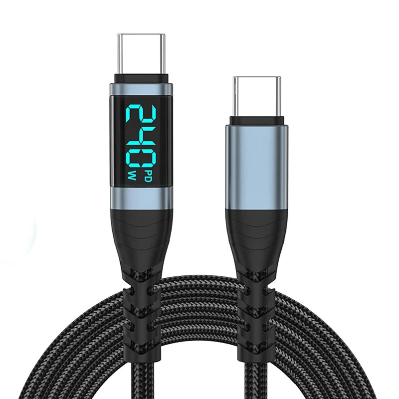 YC092 5A 240W Type-C to Type-C Digital Display Cable PD3.1 Fast Charging Data Transmission Tinned Copper Core Line 0.5M/1.2M/2M Long for iPhone 17 17Pro 16 15 Pro Max for Huawei Mate XTs for SAMSUNG for OPPO — YC092