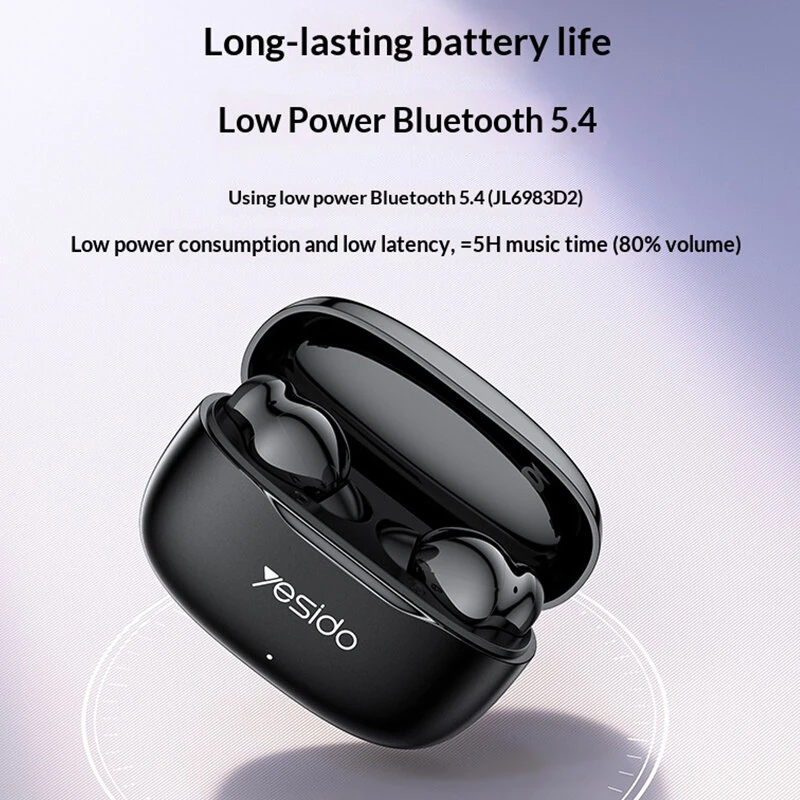 Yesido TWS38 TWS Earbuds Wireless bluetooth 5.4 Earphone 13mm Driver Unit Stereo Sound Built-in HD MicrophoneIn-ear Sports Headphones — view 3