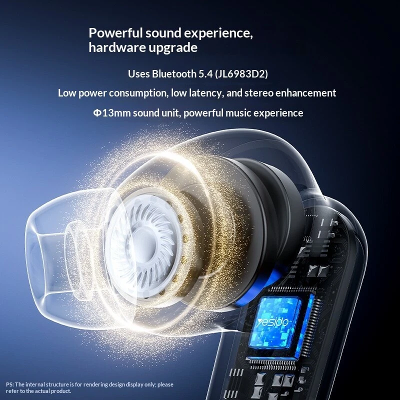 Yesido TWS38 TWS Earbuds Wireless bluetooth 5.4 Earphone 13mm Driver Unit Stereo Sound Built-in HD MicrophoneIn-ear Sports Headphones — view 4