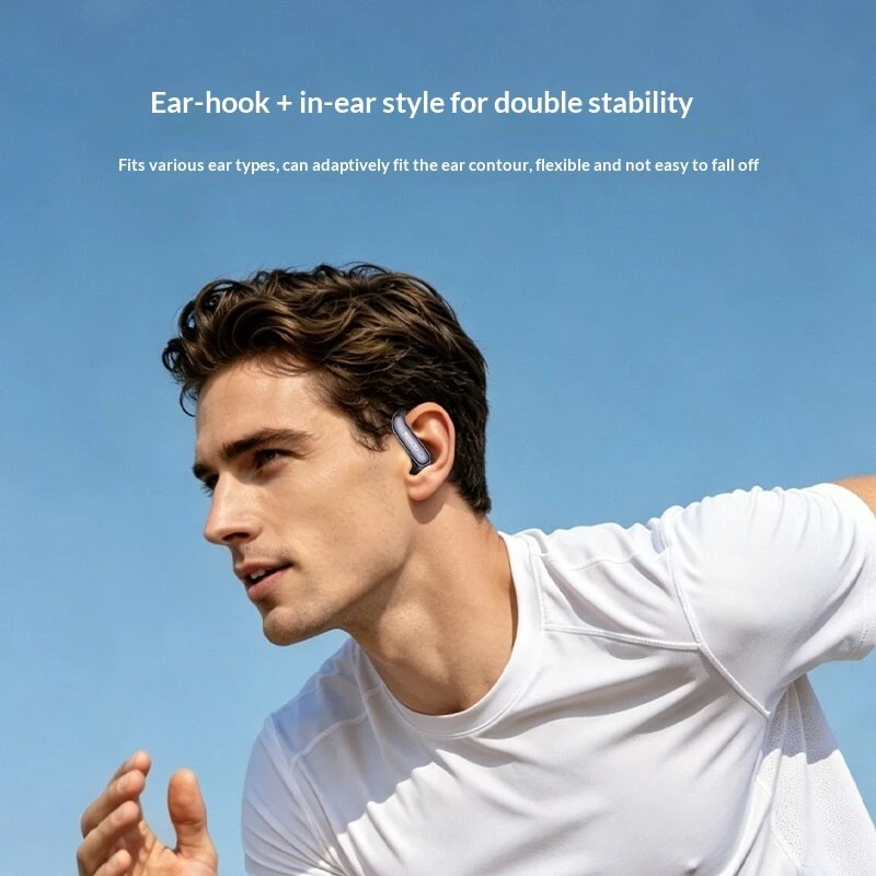 Yesido YSP32 TWS Headset Wireless bluetooth 5.4 Earphone Dual 12mm Genuine Copper Ring Speakers Spatial Audio Battery Digital Display Flexible Silicone Touch Control Earhooks Sports Headphones — view 4