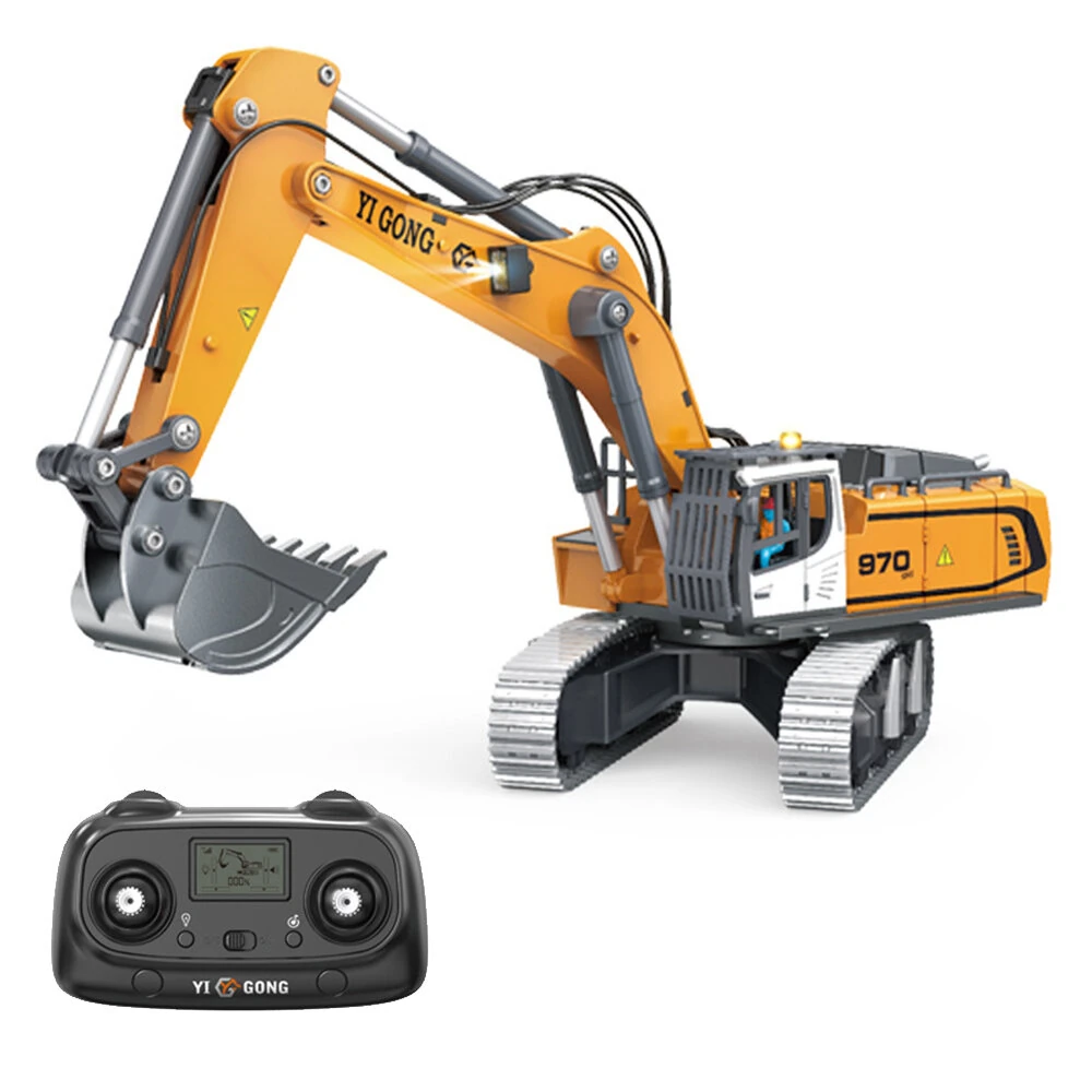 YI GONG 636 970 1/50 RC Simulation Engineering Model Alloy Track Bulldozer/Excavator RTR RC Car Screw Rod Excavator​ Sound Effects And Four Lighting Effects Children Toys — view 2