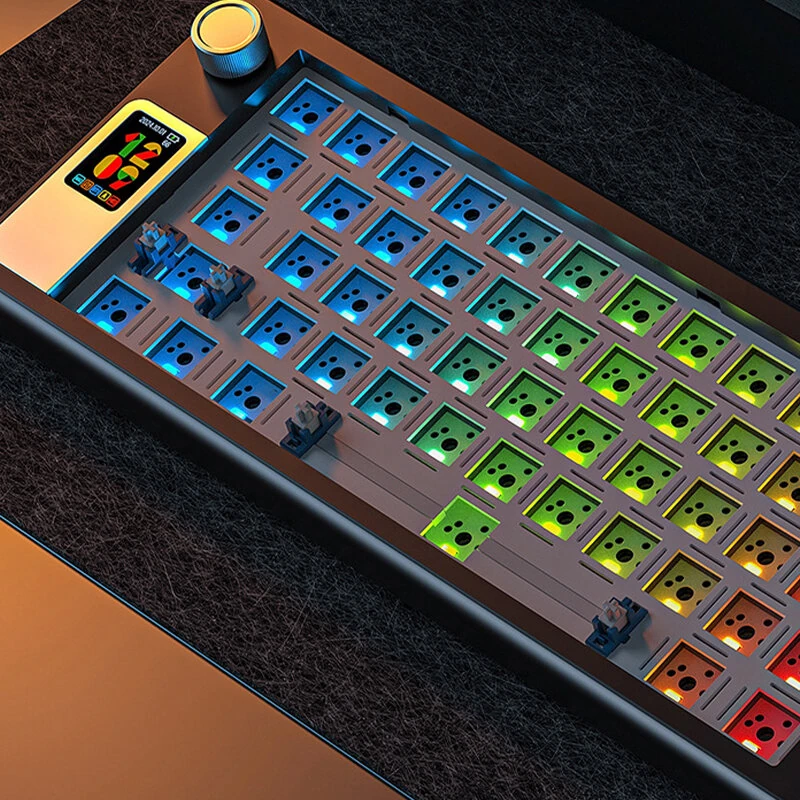 YINDIAO 65S Tri-mode Mechanical Keyboard 66 Keys with Multifunctional Color Screen and Knob Gasket Structure RGB Hot-swap Wireless Custom Gaming Keyboard Supports Macro Programming — view 7