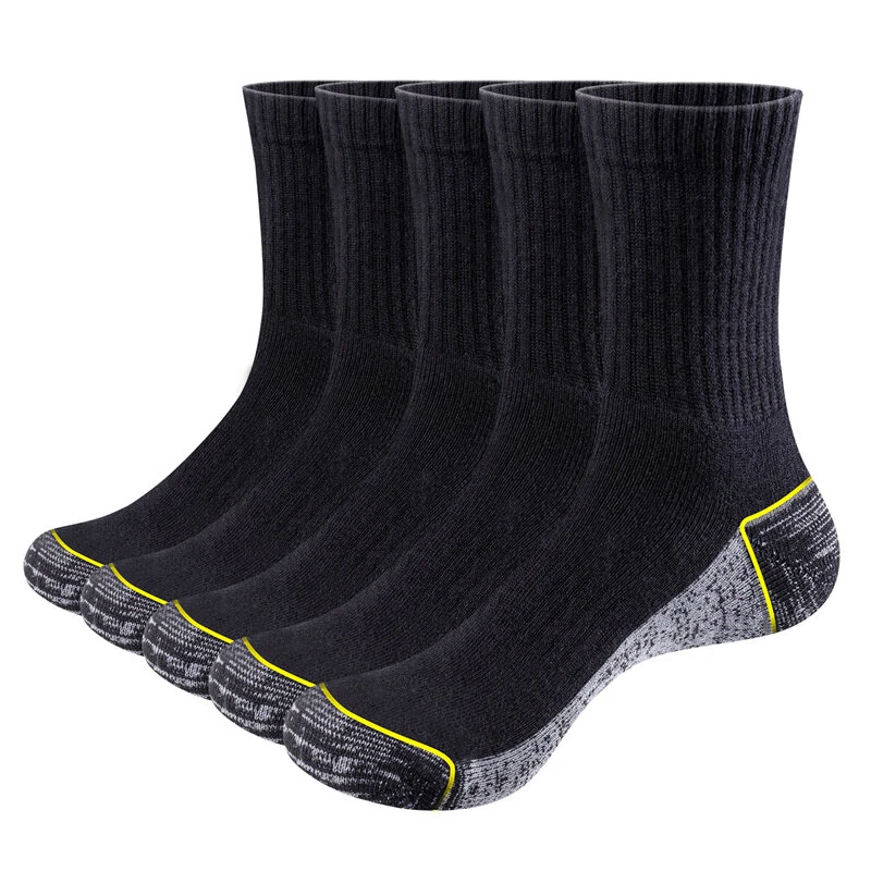 YUEDGE 5 Pairs Men Sports Cotton Socks Athletic Cushioned Hiking Walking Socks Terry Thermal Socks Moisture Wicking Casual Socks Fitness Socks — view 10