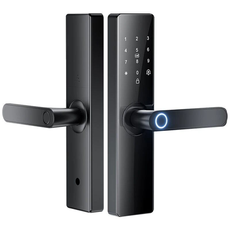 Z17 Tuya Smart Door Lock Fingerprint Keyless Entry WiFi Enabled Digital Code Deadbolt with Alarm Anti Peep Password IC Card Key Unlock Door Lock for Home Security — image 1