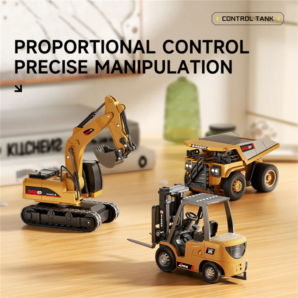 Z6750/Z6752/Z6753 RTR 1/64 2.4G Mini RC Car Alloy Forklift Excavator Dump Truck Support App Remote Controlled LED Light Sound Engineering Vehicle Two Speed Desktop Toys Model Collection Gift For Boys — view 4