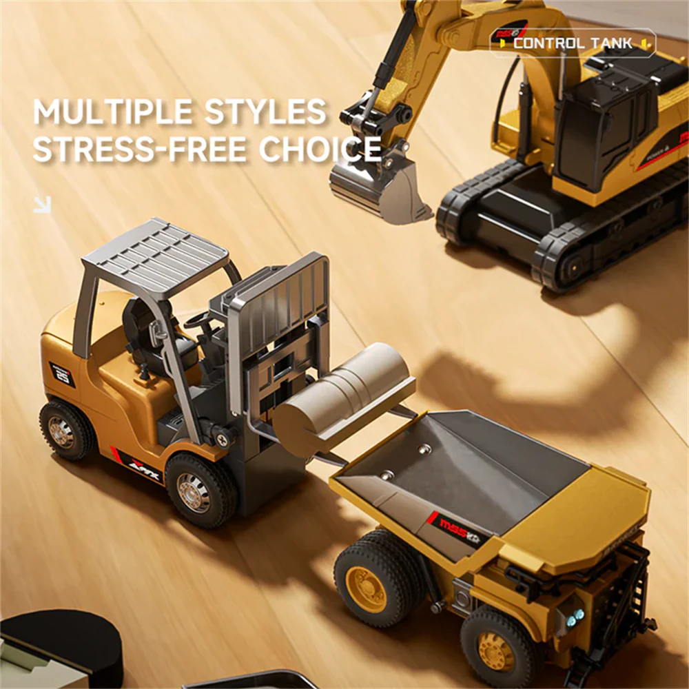 Z6750/Z6752/Z6753 RTR 1/64 2.4G Mini RC Car Alloy Forklift Excavator Dump Truck Support App Remote Controlled LED Light Sound Engineering Vehicle Two Speed Desktop Toys Model Collection Gift For Boys — view 9