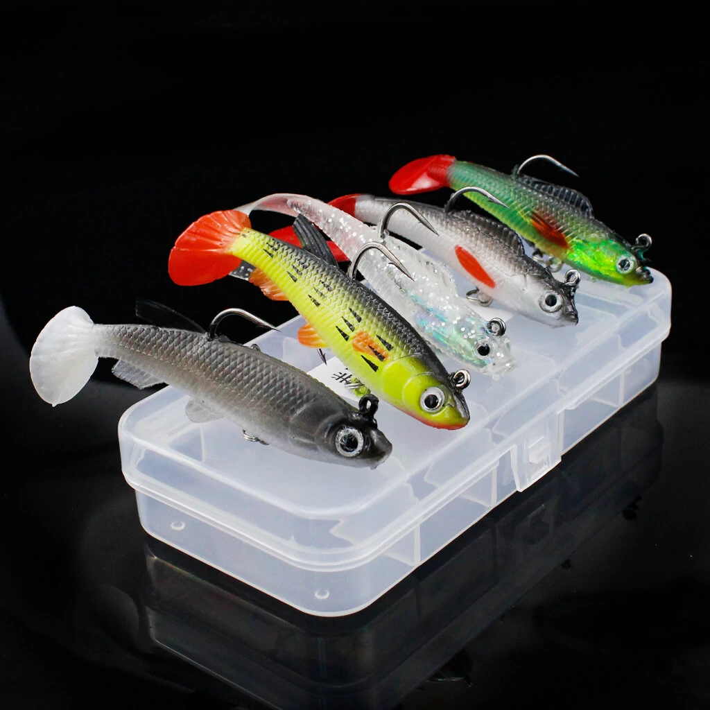 ZANLURE 5pcs Plastic Soft Bait Simulation Fishing Lures 3D Eyes Artificial Bait Swimbaits Kit Fishing Accessories — view 3