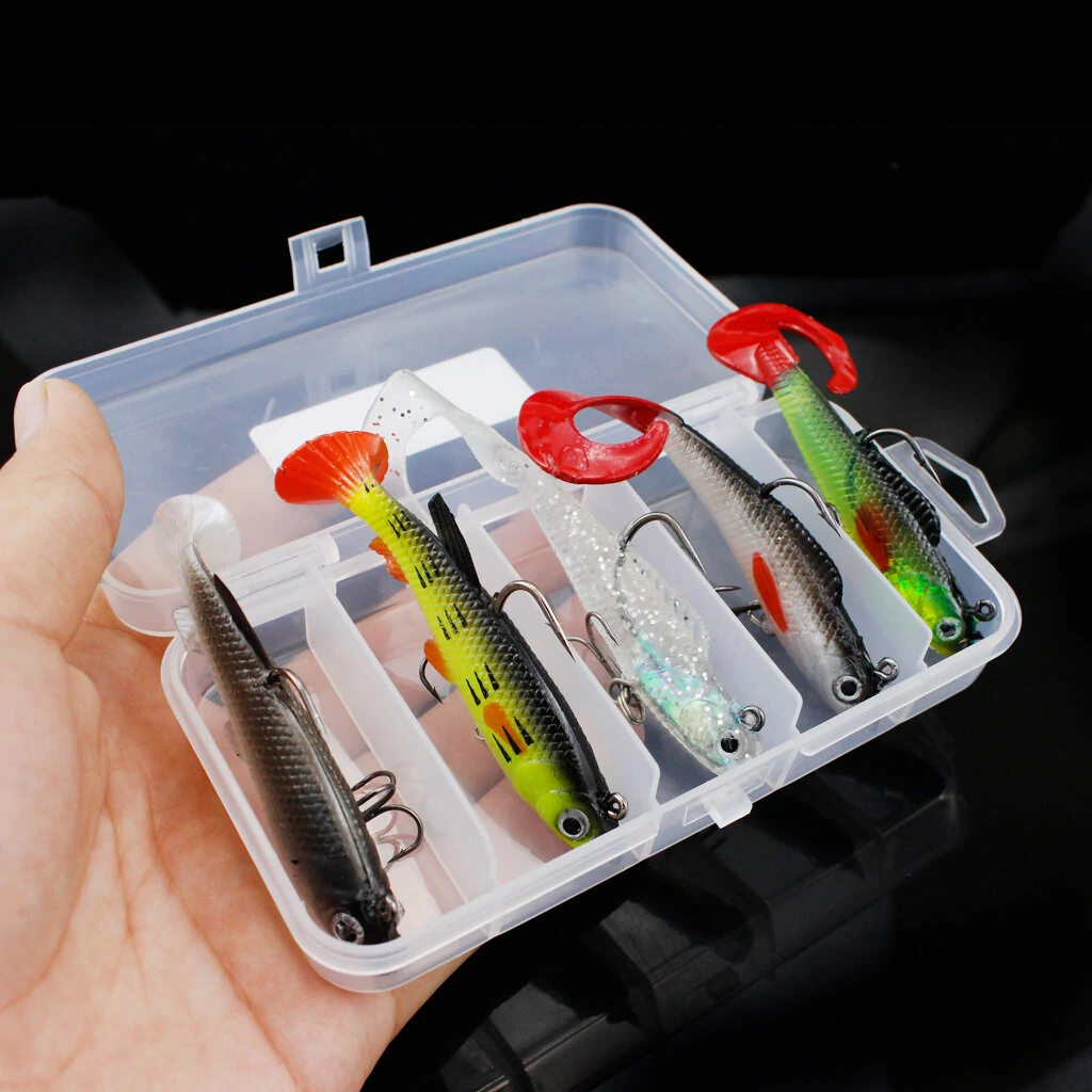 ZANLURE 5pcs Plastic Soft Bait Simulation Fishing Lures 3D Eyes Artificial Bait Swimbaits Kit Fishing Accessories — view 5
